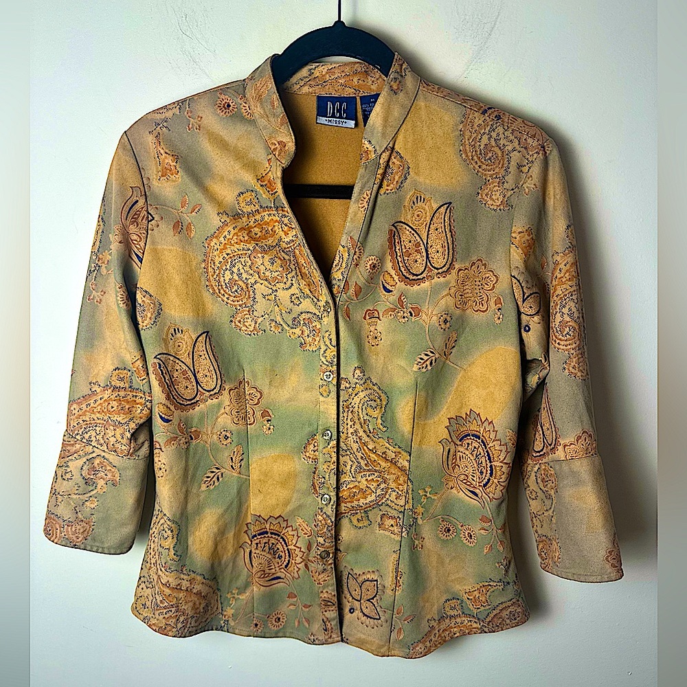 DCC Missy Women’s Vintage Art-To-Wear Cropped Paisley Blazer Jacket Size Medium